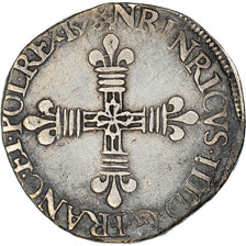 Moneta, Francja, Henri III, 1/4 Ecu, 1578, Nantes, Tréflée, EF(40-45), Srebro