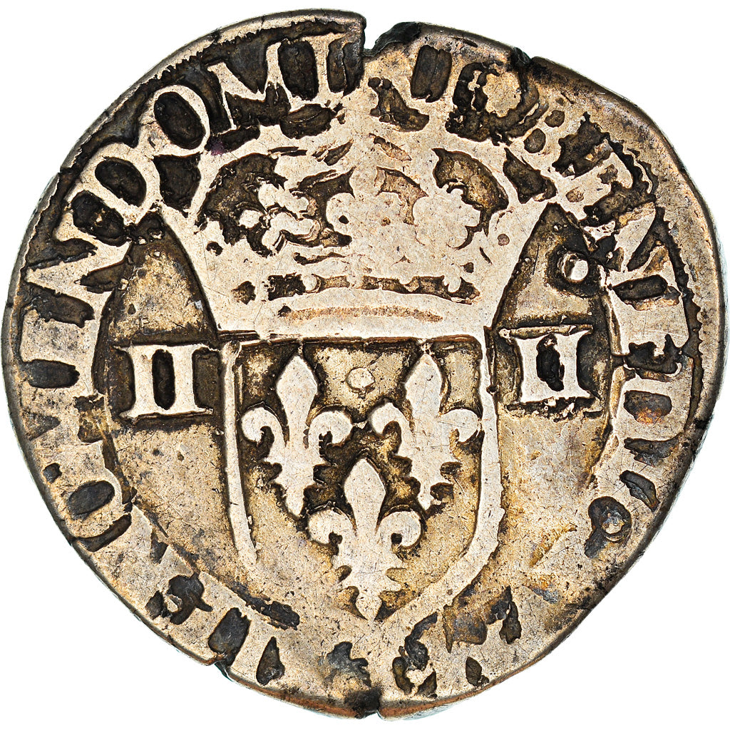 Moneda, Francia, Charles X, 1/4 Ecu, 1592, Nantes, BC+, Plata, Duplessy:1177