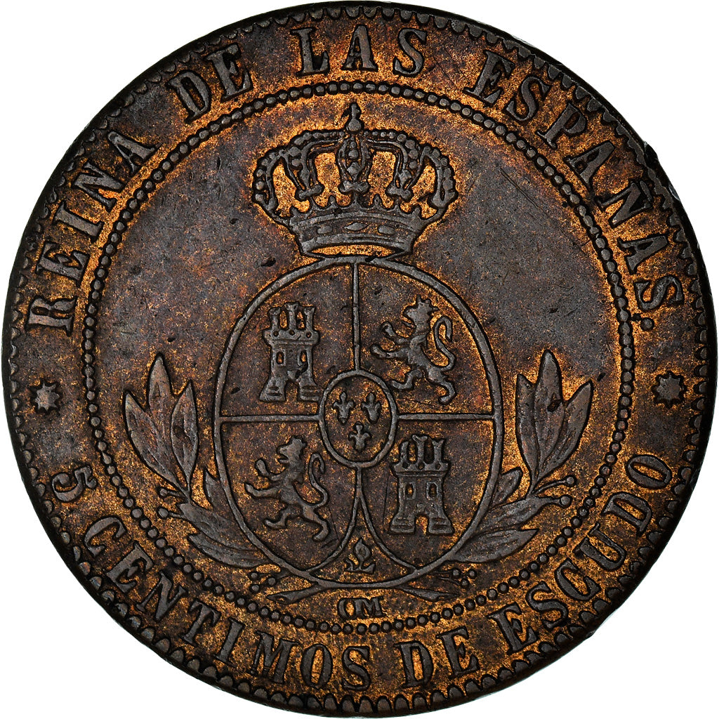 Monnaie, Espagne, Isabel II, 5 Centimos, 1868, Barcelona, TTB+, Cuivre, KM:635.5
