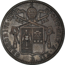 Moneda, Estados italianos, PAPAL STATES, Gregory XVI, Baiocco, 1843, Rome, MBC+