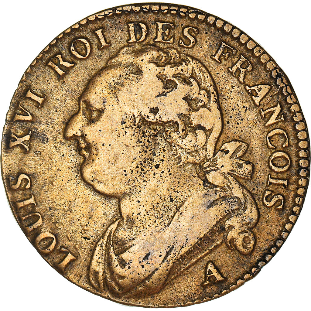 Moeda, França, Louis XVI, 12 deniers françois, 12 Deniers, 1791, Paris