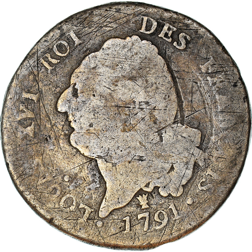 Moneta, Francja, Louis XVI, 30 sols françois, 30 Sols, 1791, Limoges, F(12-15)