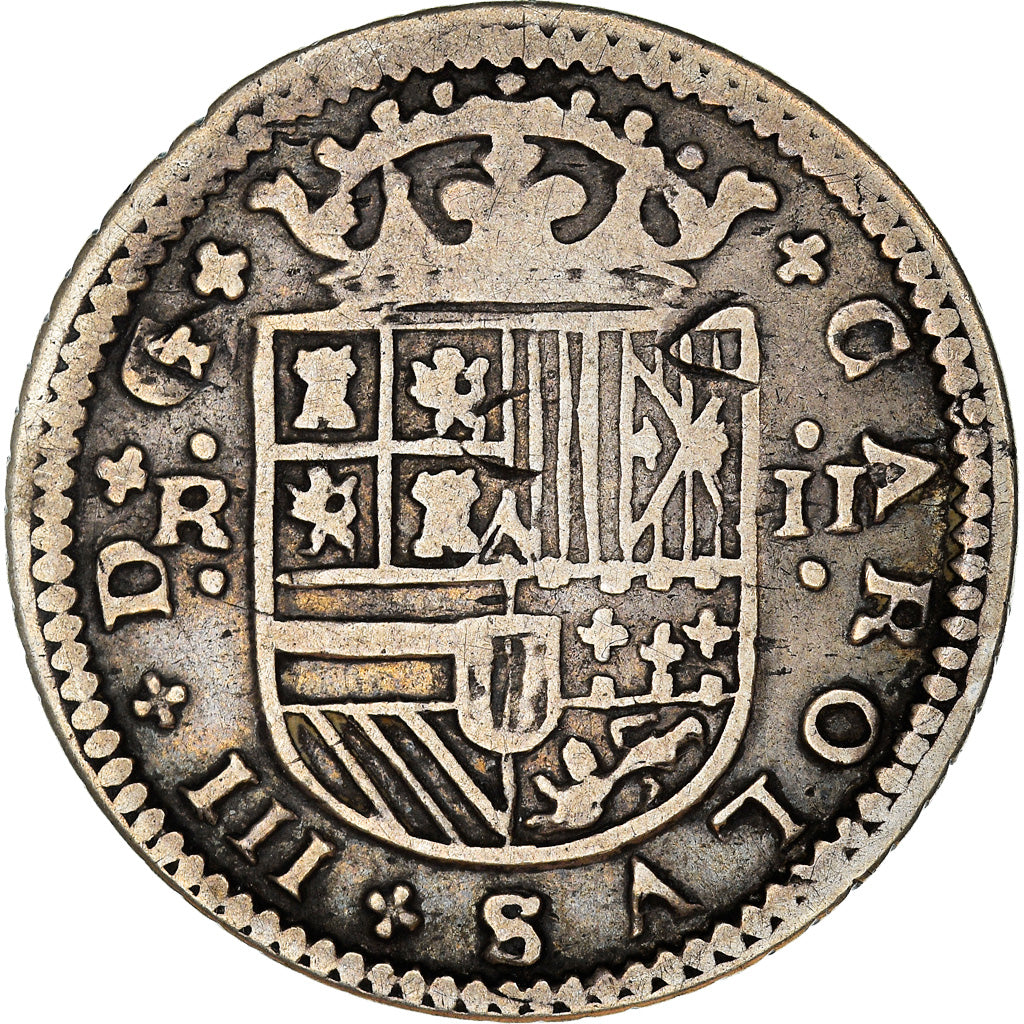 Coin, Spain, Charles III, 2 Reales, 1708, Barcelona, VF(30-35), Silver, KM:PT5