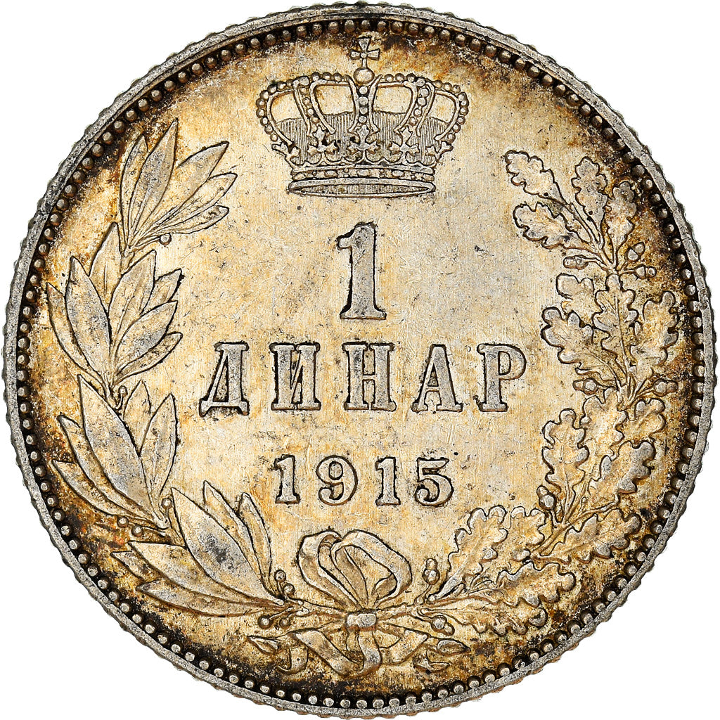 Munten, Servië, Peter I, Dinar, 1915, Paris, PR, Zilver, KM:25.3
