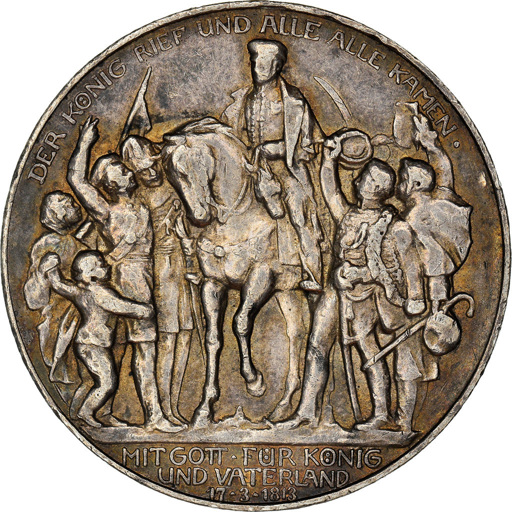 Coin, German States, PRUSSIA, Wilhelm II, 3 Mark, 1913, Berlin, AU(50-53)