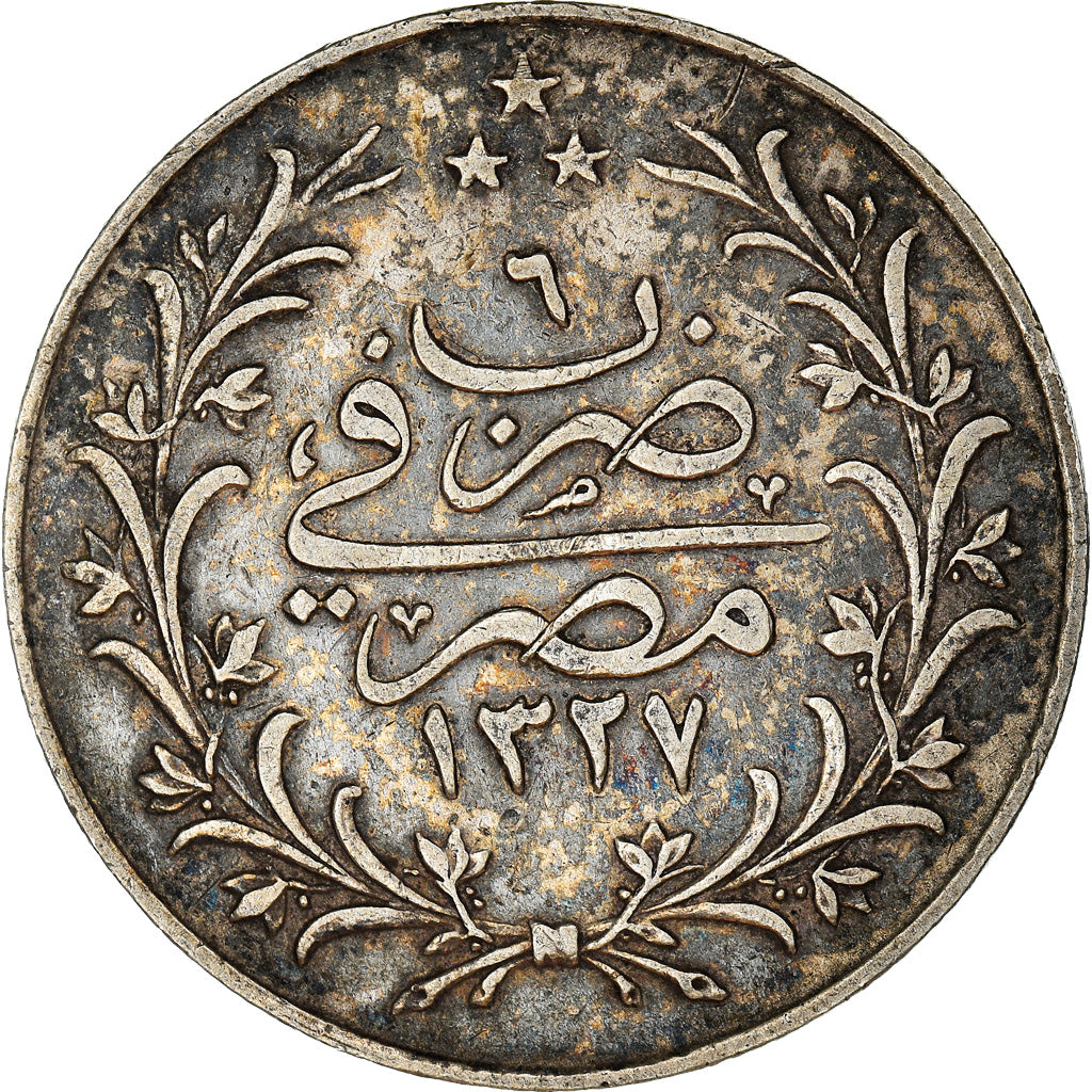 Monnaie, Égypte, Muhammad V, 10 Qirsh, 1913/AH1327, Heaton, TTB+, Argent