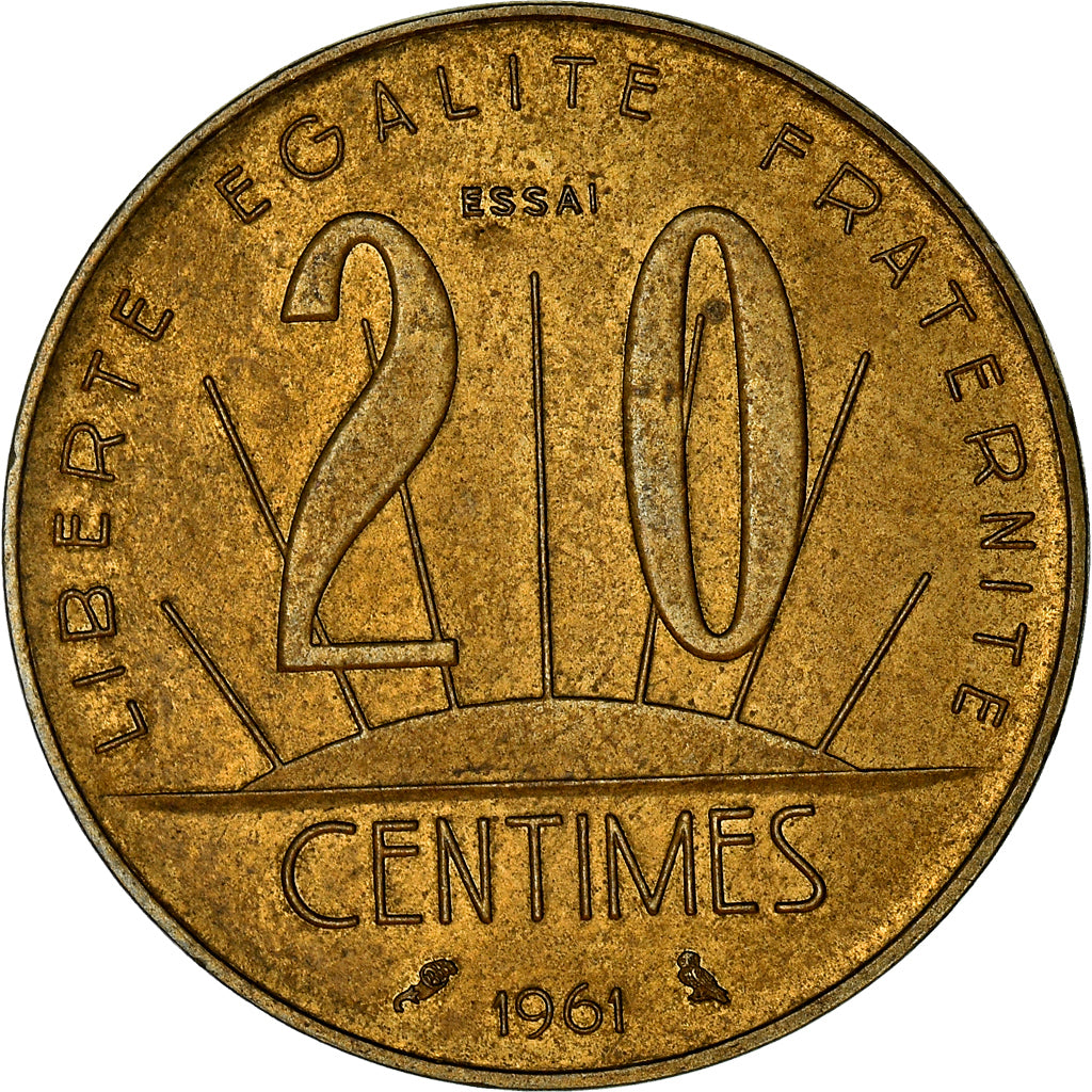 Coin, France, Essai de Rousseau, 20 Centimes, 1961, Paris, ESSAI, MS(60-62)