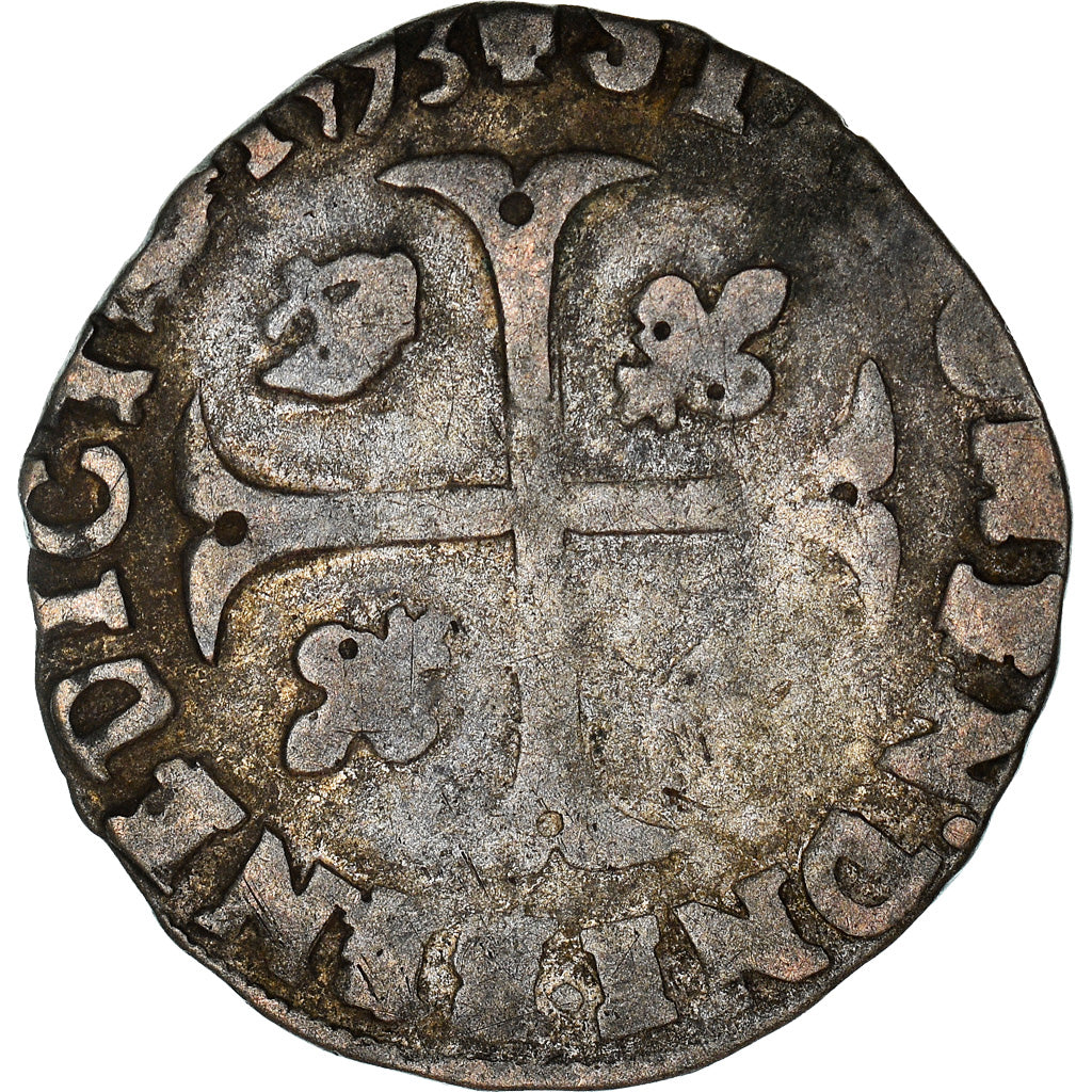 Monnaie, France, Henri III, Douzain aux deux H, 1575, Villeneuve-lès-Avignon