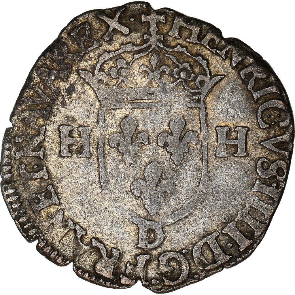 Coin, France, Henri IV, Douzain, 1596, Lyon, EF(40-45), Billon, Sombart:4420