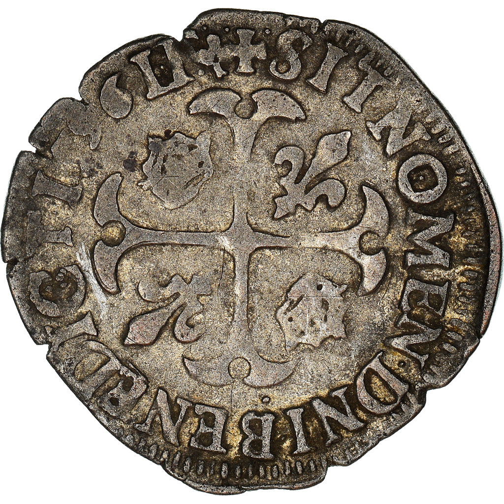 Coin, France, Henri IV, Douzain, 1596, Lyon, EF(40-45), Billon, Sombart:4420
