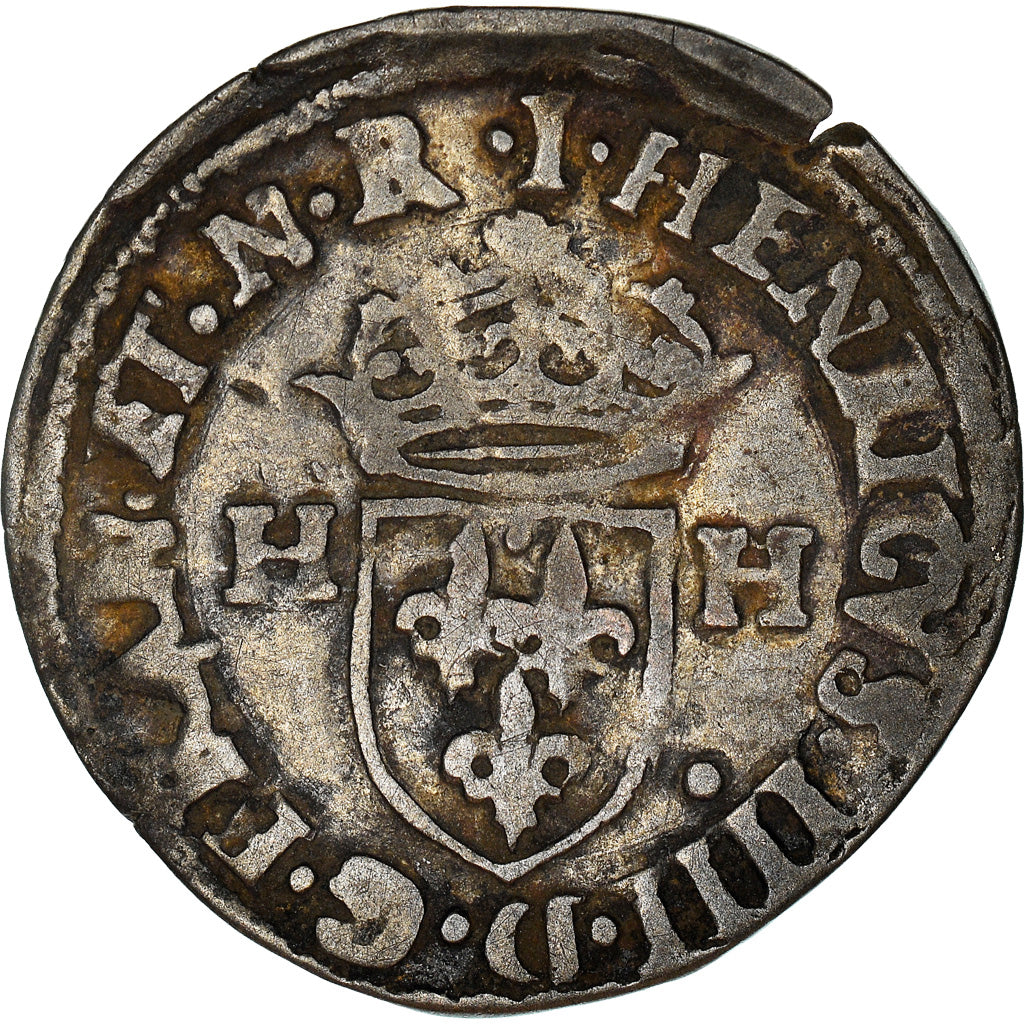 Coin, France, Henri IV, Douzain aux deux H, 1592, Limoges, EF(40-45), Billon