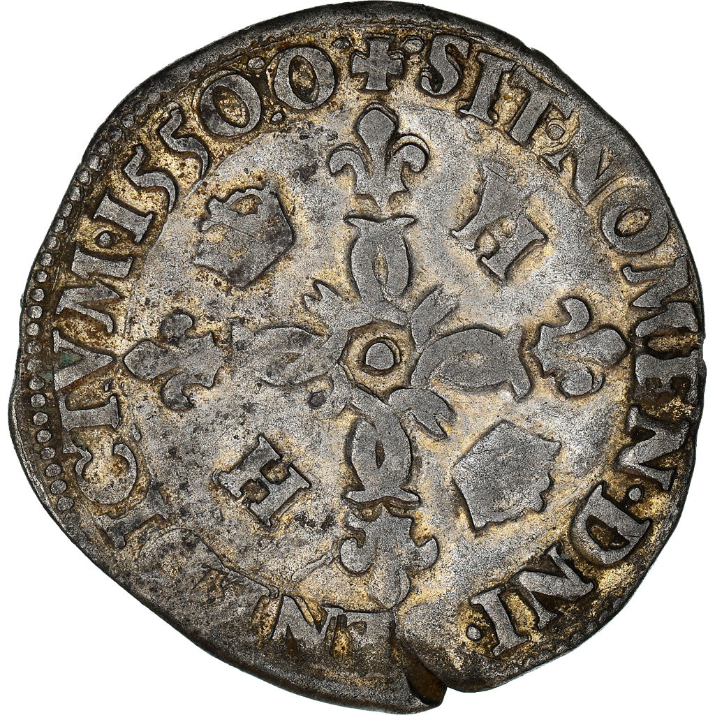 Moeda, França, Henri II, Douzain aux croissants, 1550, Montélimar, EF(40-45)