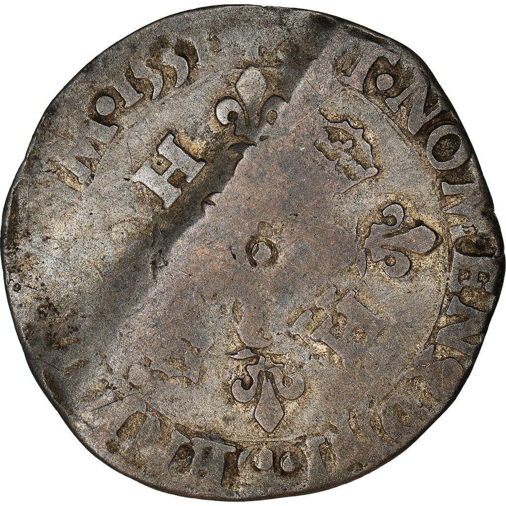 Monnaie, France, Henri II, Douzain aux croissants, 1551, Rouen, TB, Billon