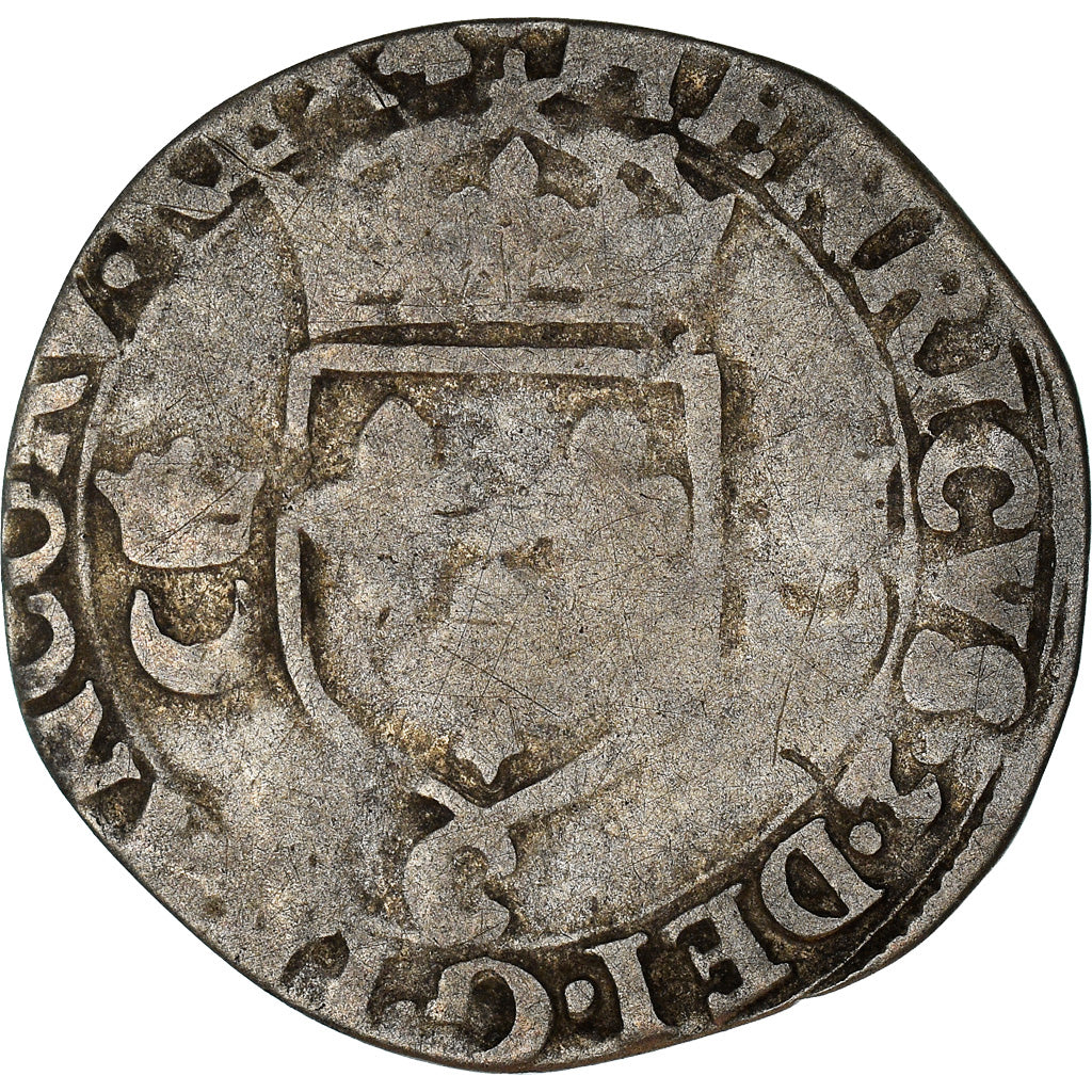 Coin, France, Henri II, Douzain aux croissants, 1550, Saint Lô, F(12-15)