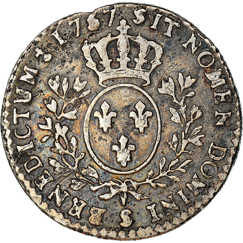 Moeda, França, Louis XV, 1/10 Écu au bandeau, 1757, Reims, VF(30-35), Prata