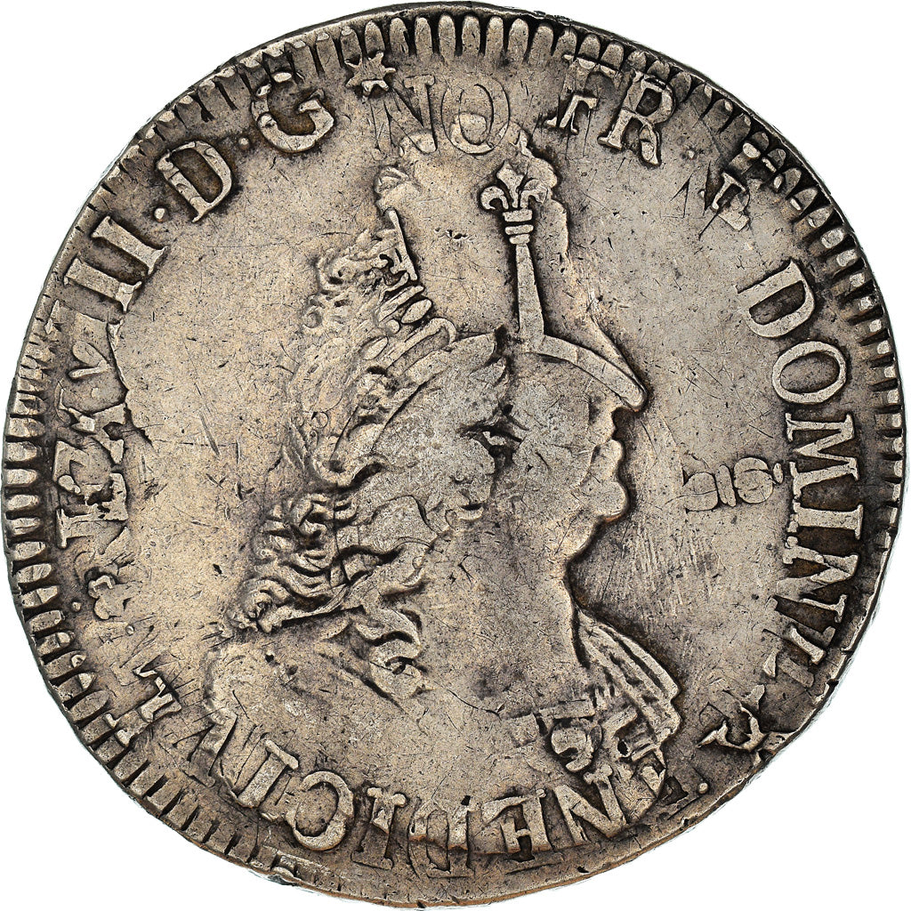 Moneta, Francia, Louis XIV, Écu aux 8 L, Ecu, 1704, Reims, MB+, Argento