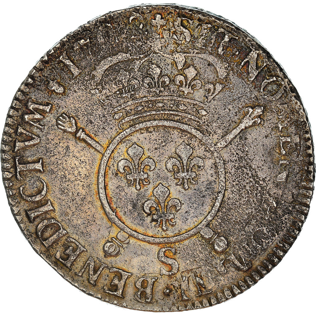 Moneta, Francja, Louis XIV, Ecu aux Insignes, 1702, Reims, VF(20-25), Srebro