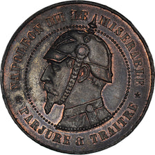 Moneda, Francia, Napoleon III, Sedan, 10 Centimes, 1870, Satirique, EBC, Bronce