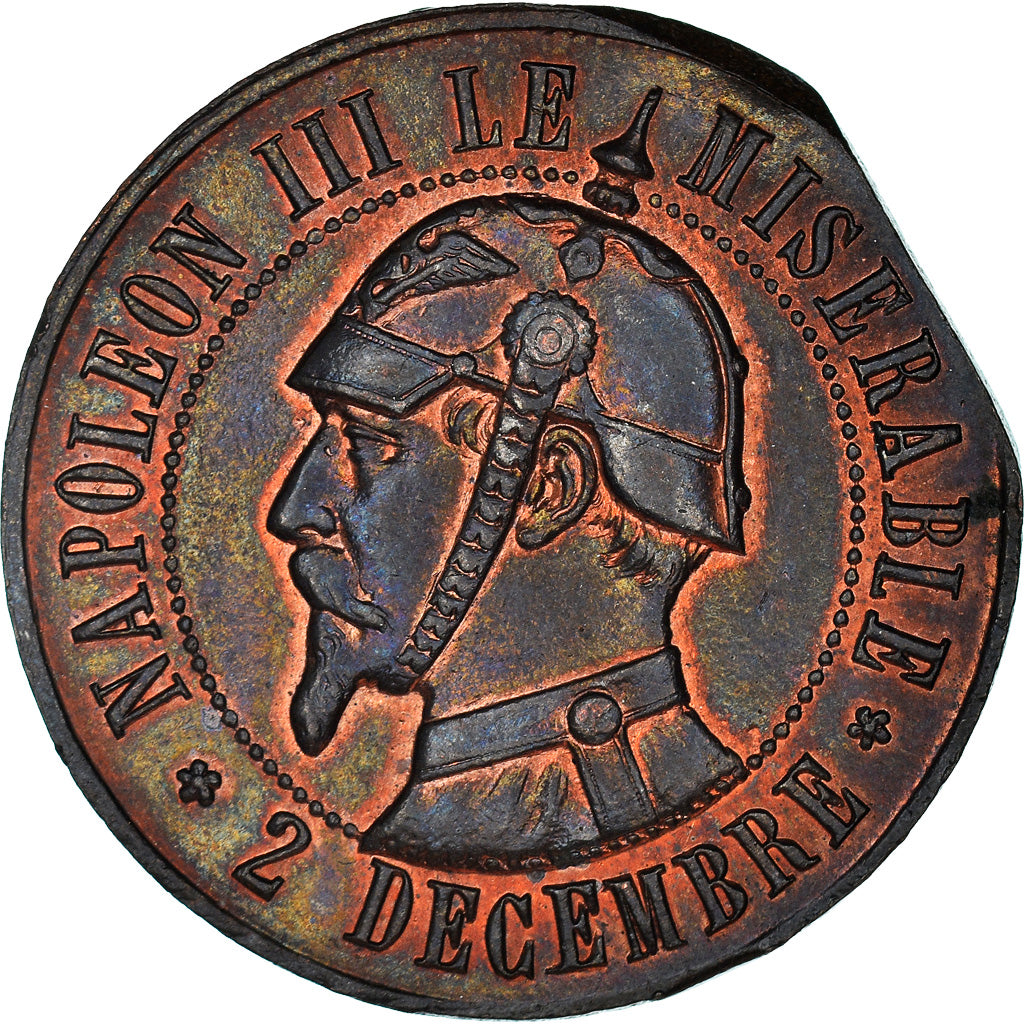 Moeda, França, Napoleon III, Sedan, 10 Centimes, 1870, Satírica, MS(60-62)