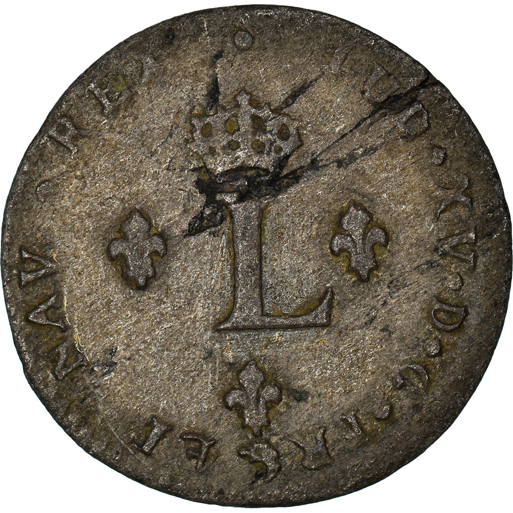 Moeda, França, Louis XV, Double sol (2 sous) en billon, 2 Sols, 1739, Grenoble