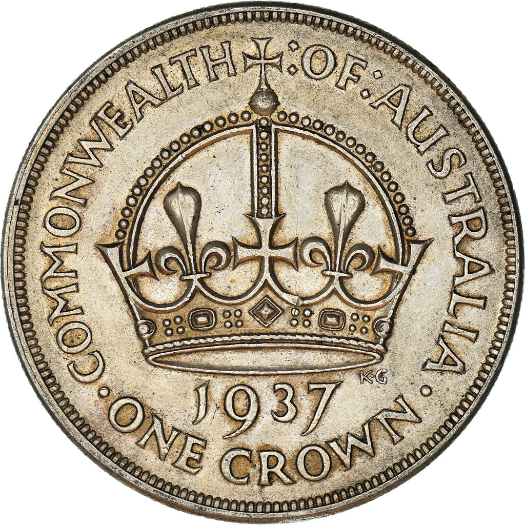Coin, Australia, George VI, Crown, 1937, Melbourne, EF(40-45), Silver, KM:34