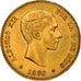 Moneta, Spagna, Alfonso XII, 25 Pesetas, 1880, Madrid, BB+, Oro, KM:673