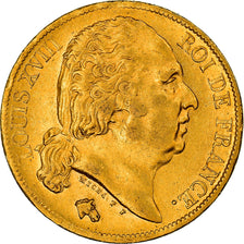 Munten, Frankrijk, Louis XVIII, Louis XVIII, 20 Francs, 1824, Paris, ZF+, Goud