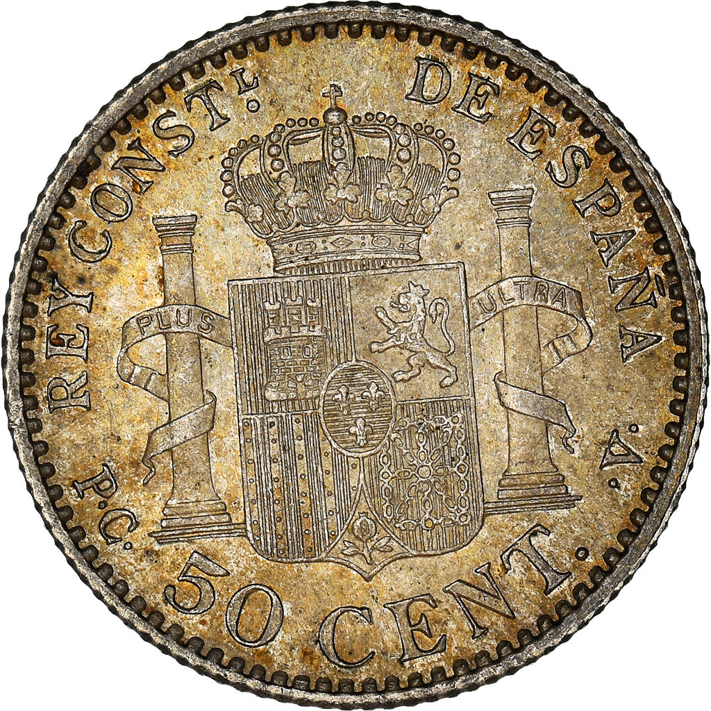 Moneta, Spagna, Alfonso XIII, 50 Centimos, 1910, Madrid, SPL, Argento, KM:730