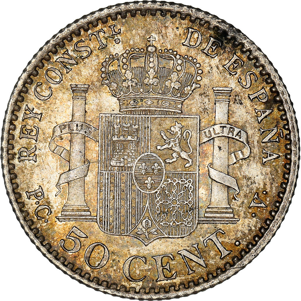 Moneda, España, Alfonso XIII, 50 Centimos, 1910, Madrid, EBC+, Plata, KM:730