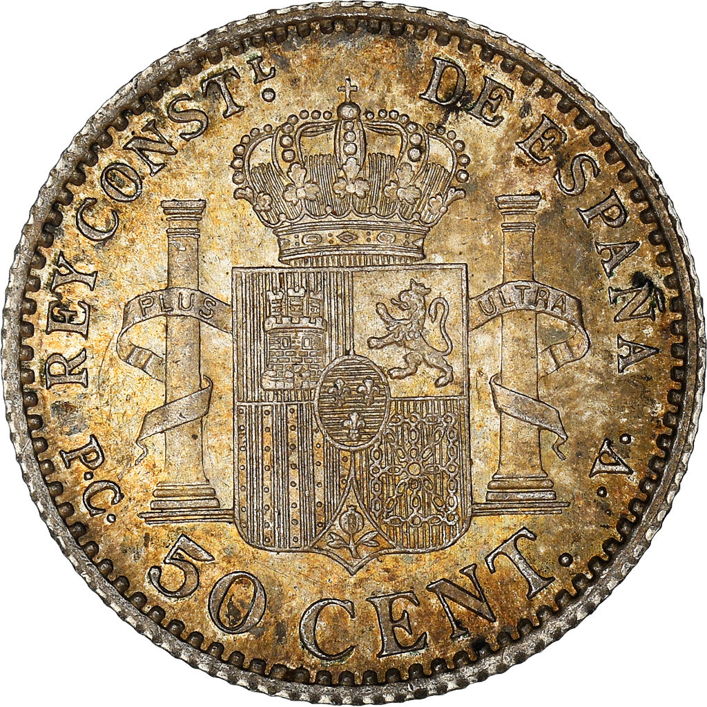 Moneta, Spagna, Alfonso XIII, 50 Centimos, 1910, Madrid, SPL, Argento, KM:730