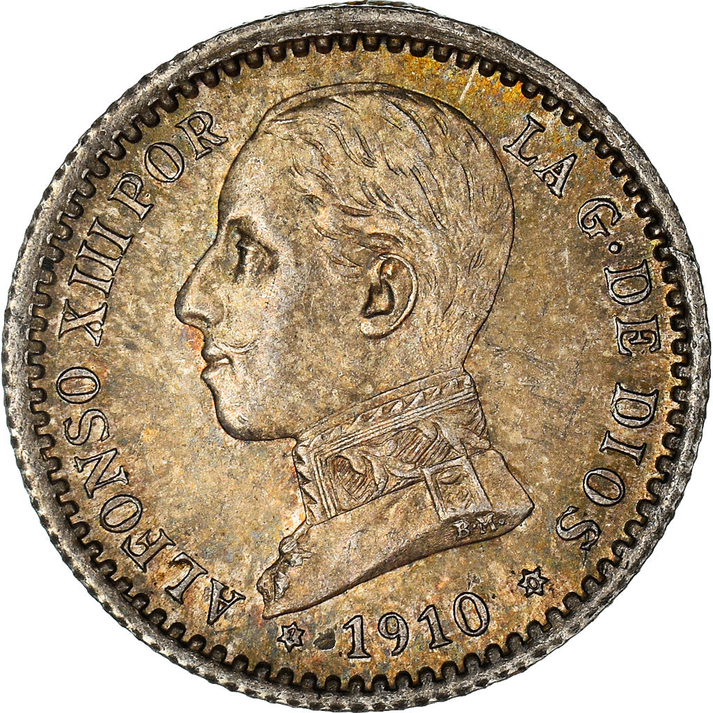 Munten, Spanje, Alfonso XIII, 50 Centimos, 1910, Madrid, PR, Zilver, KM:730