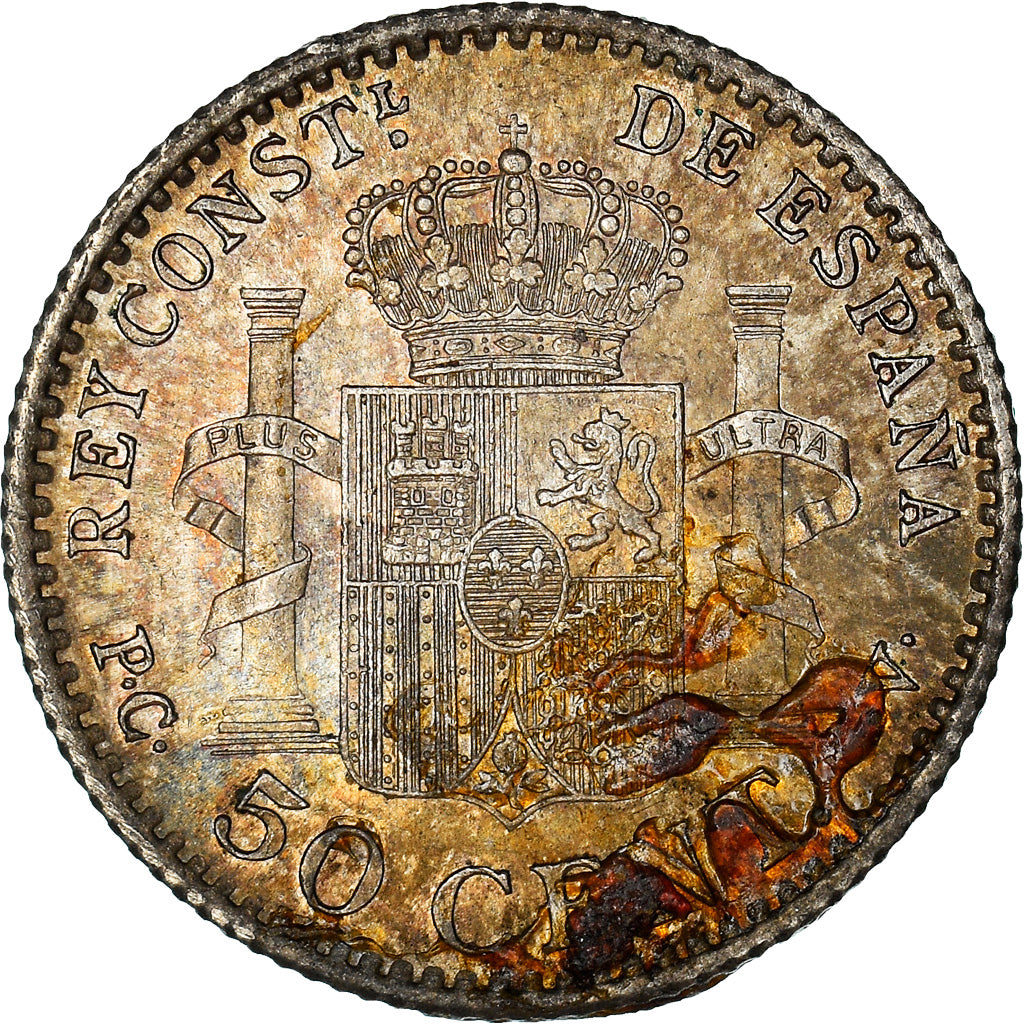 Munten, Spanje, Alfonso XIII, 50 Centimos, 1910, Madrid, PR, Zilver, KM:730
