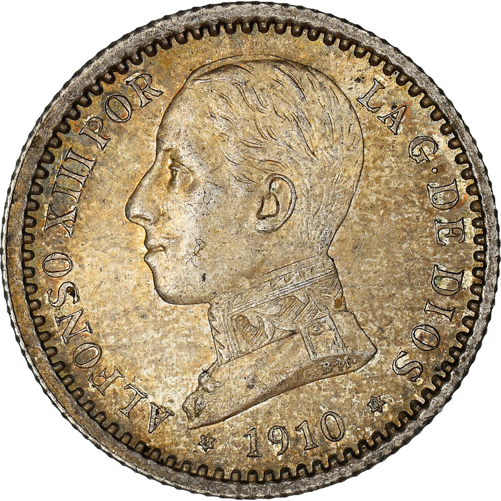 Moneda, España, Alfonso XIII, 50 Centimos, 1910, Madrid, EBC, Plata, KM:730