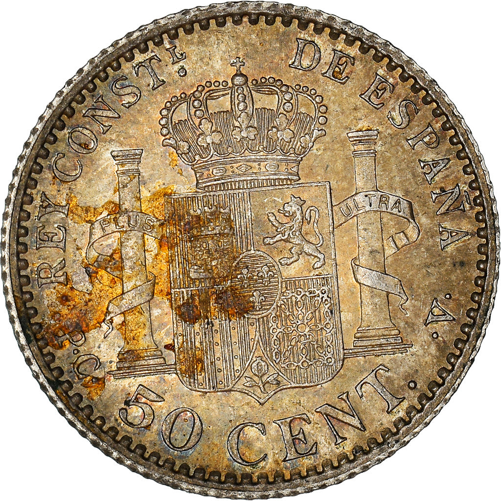 Moneda, España, Alfonso XIII, 50 Centimos, 1910, Madrid, EBC, Plata, KM:730