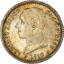 Moneta, Hiszpania, Alfonso XIII, 50 Centimos, 1910, Madrid, AU(55-58), Srebro
