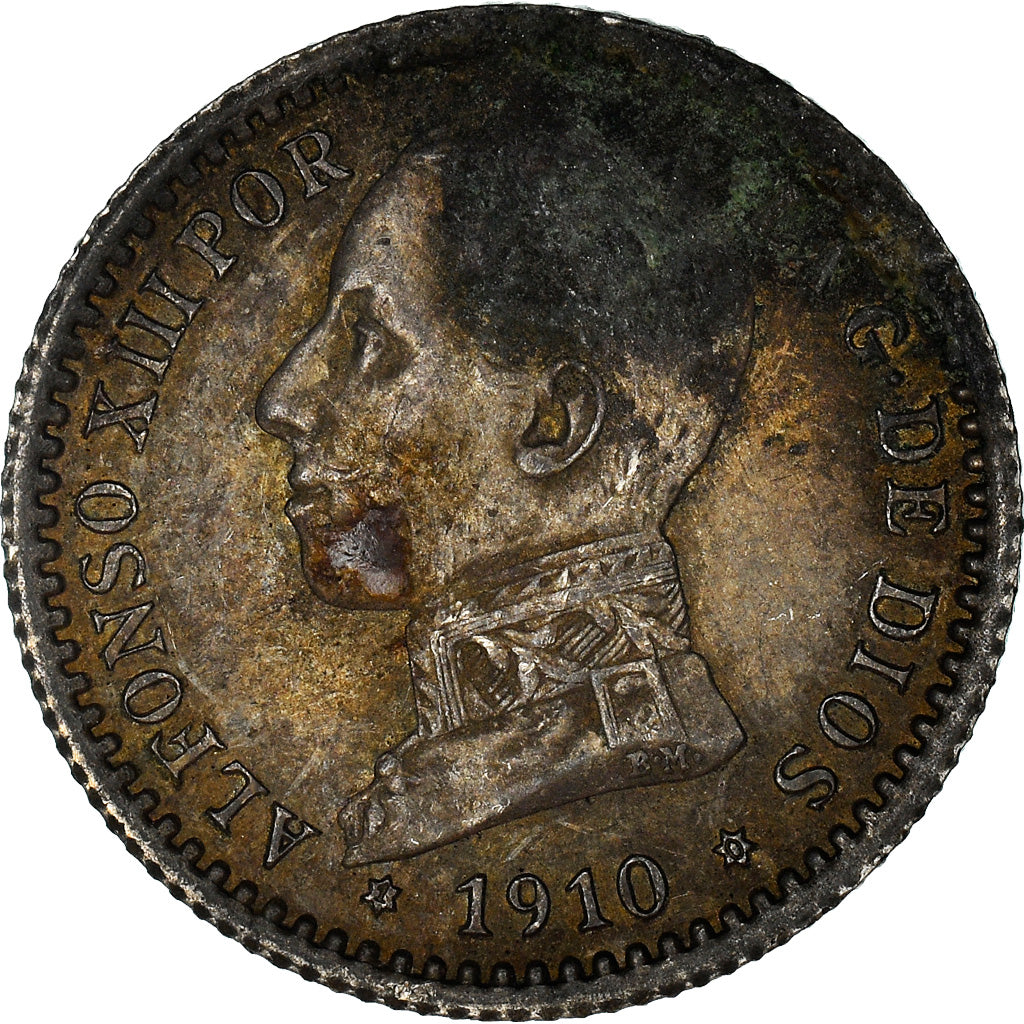 Coin, Spain, Alfonso XIII, 50 Centimos, 1910, Madrid, EF(40-45), Silver, KM:730