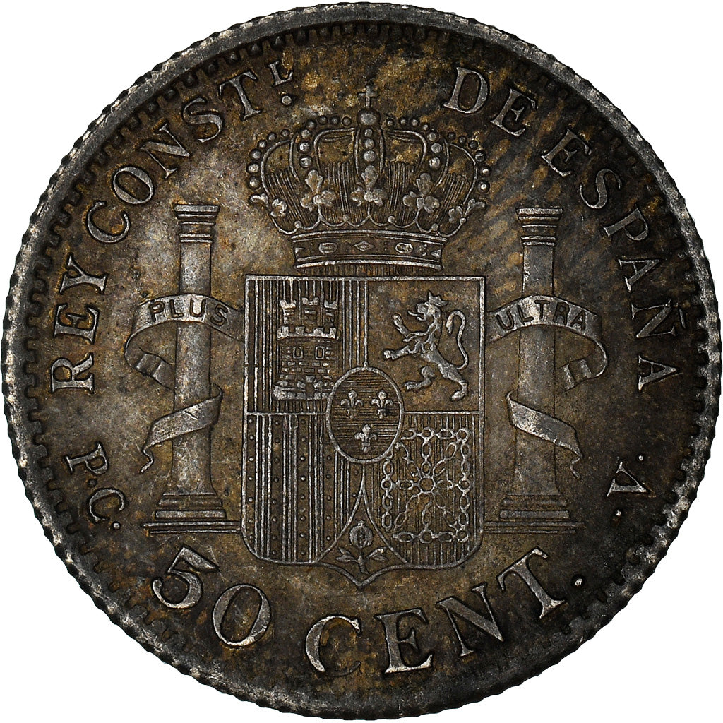 Coin, Spain, Alfonso XIII, 50 Centimos, 1910, Madrid, EF(40-45), Silver, KM:730