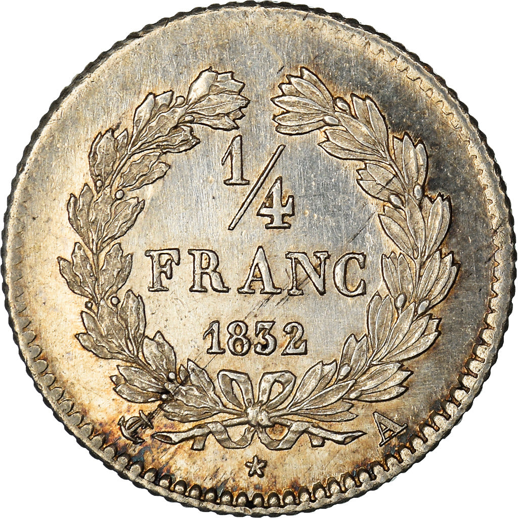 Coin, France, Louis-Philippe, 1/4 Franc, 1832, Paris, AU(55-58), Silver