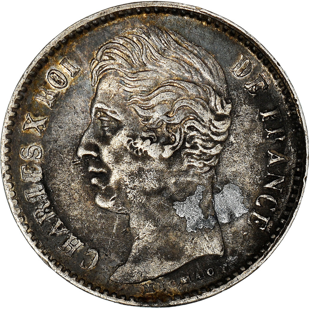 Munten, Frankrijk, Charles X, 1/4 Franc, 1827, Paris, ZF, Zilver, KM:722.1