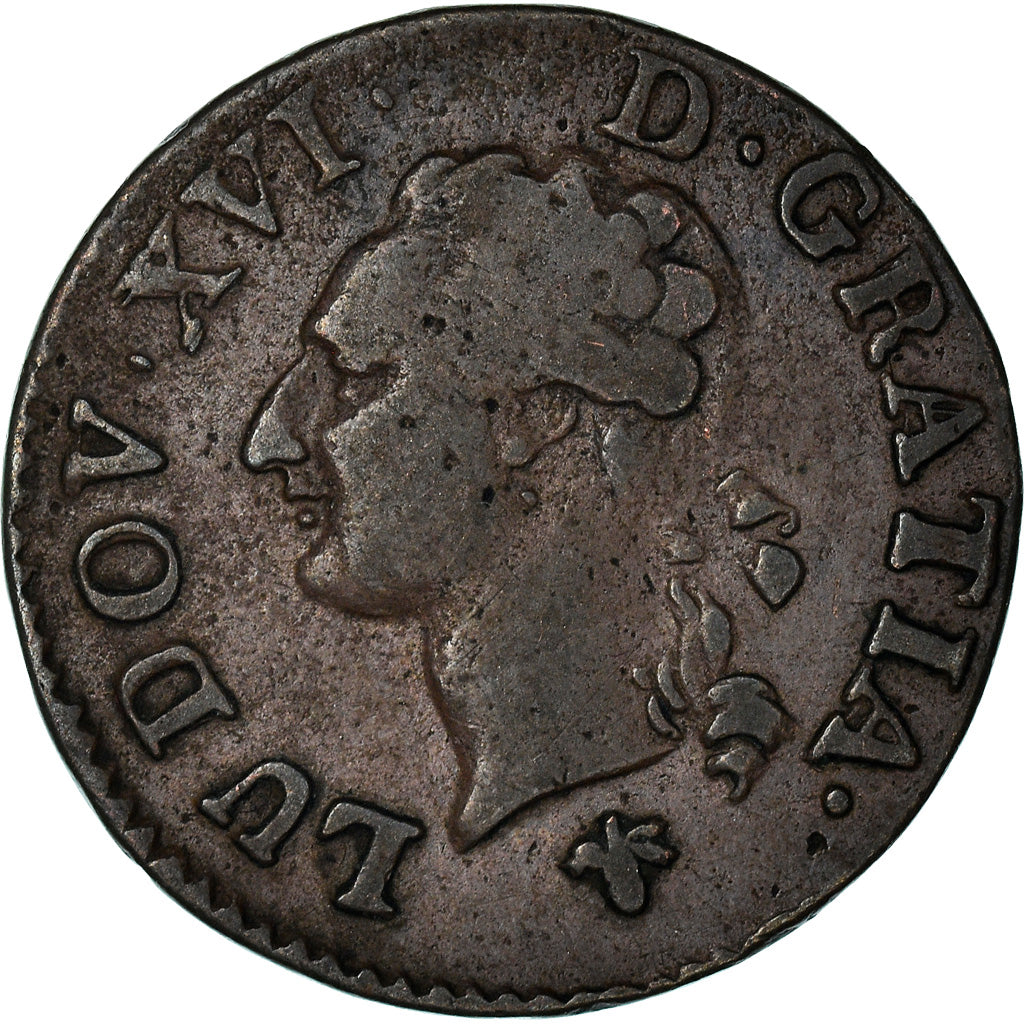 Moeda, França, Louis XVI, Liard, Liard, 1777, La Rochelle, VF(30-35), Cobre