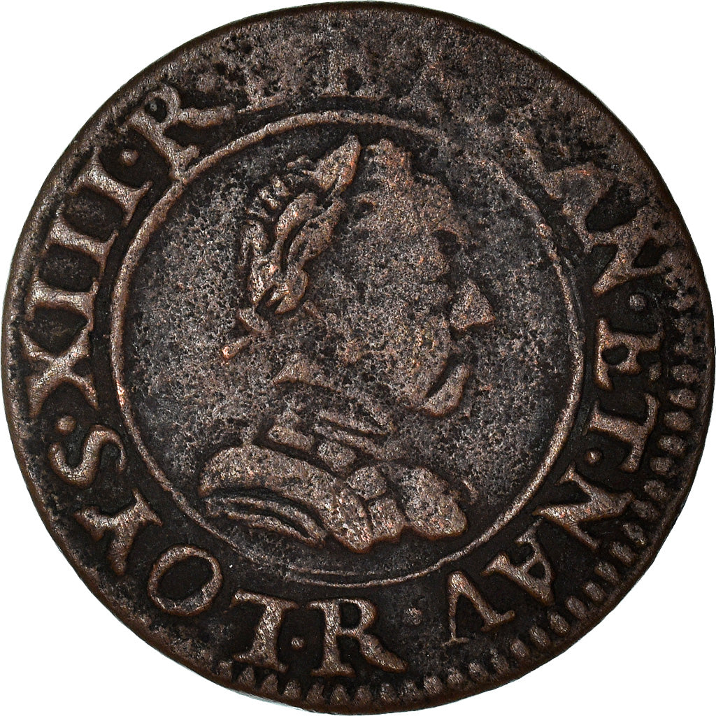 Moneta, Francia, Louis XIII, Double tournois, buste enfantin, Double Tournois