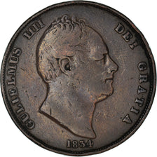 Coin, Great Britain, William IV, Penny, 1834, VF(20-25), Copper, KM:707