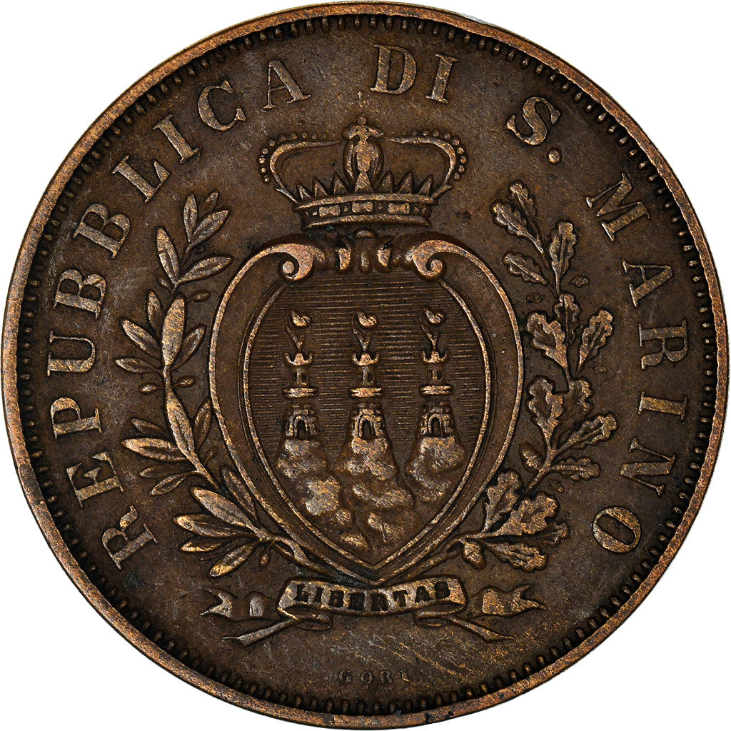 Coin, San Marino, 10 Centesimi, 1894, Rome, EF(40-45), Copper, KM:2