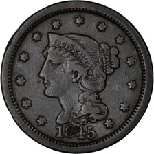 Coin, United States, Braided Hair Cent, Cent, 1845, U.S. Mint, Philadelphia