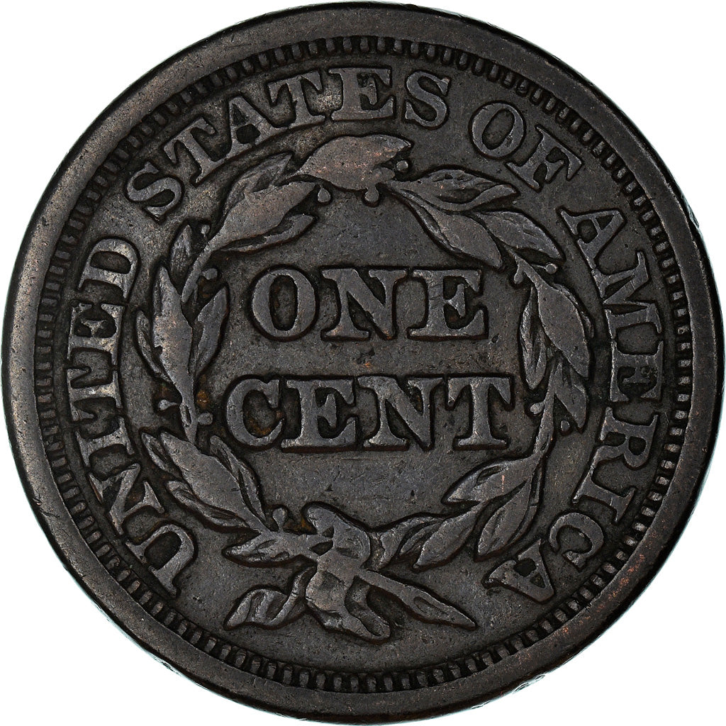 Coin, United States, Braided Hair Cent, Cent, 1845, U.S. Mint, Philadelphia