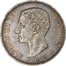 Coin, Spain, Alfonso XII, 5 Pesetas, 1875, Madrid, AU(50-53), Silver, KM:671