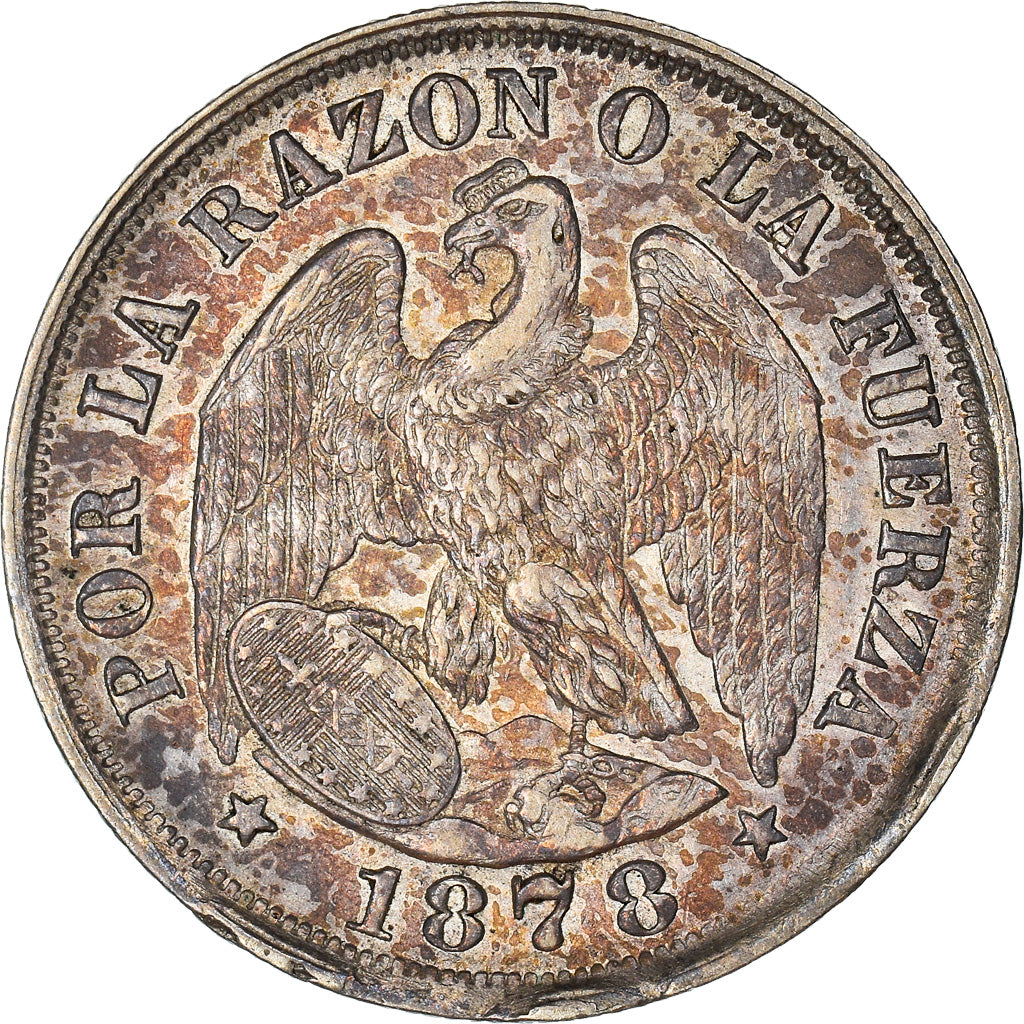 Moneda, Chile, 20 Centavos, 1878, Santiago, EBC, Plata, KM:138.1