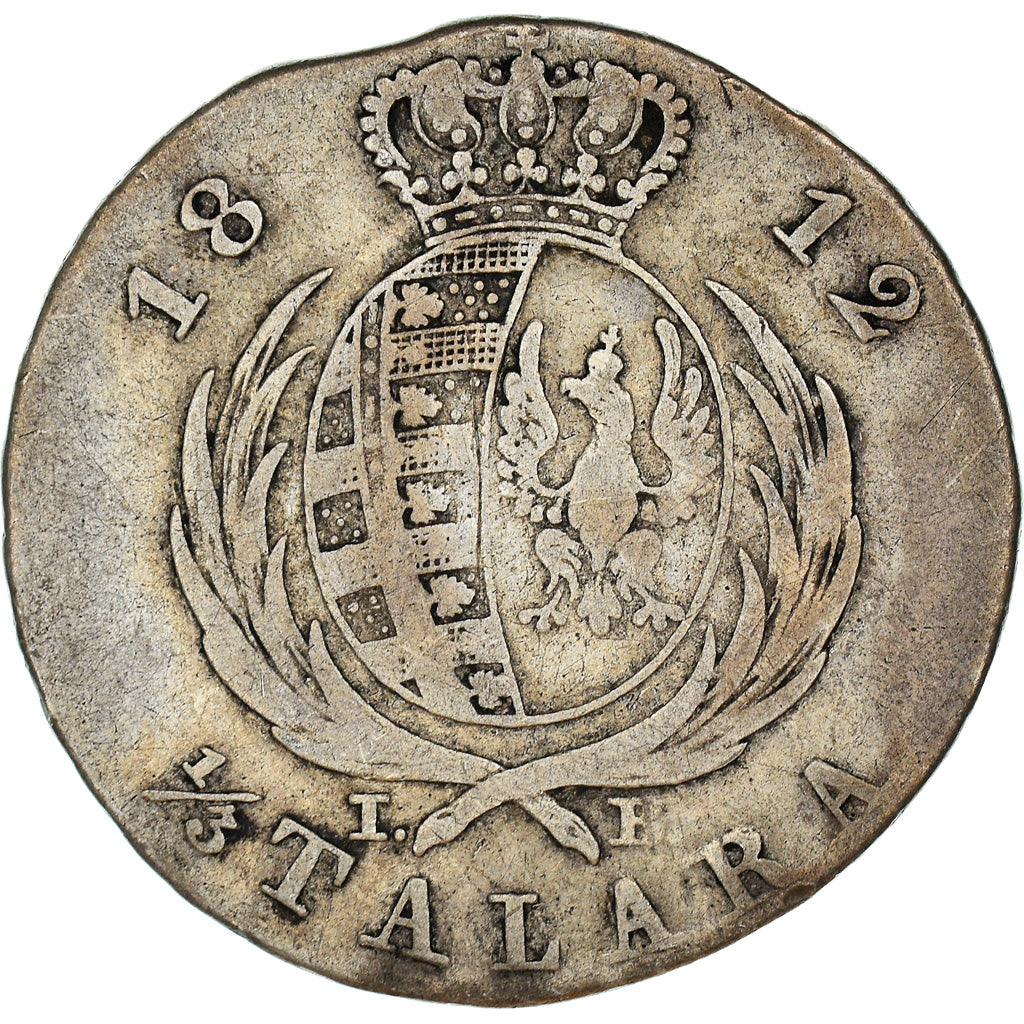 Moneta, Polonia, Friedrich August I, 1/3 Talara, 1812, B+, Argento, KM:86