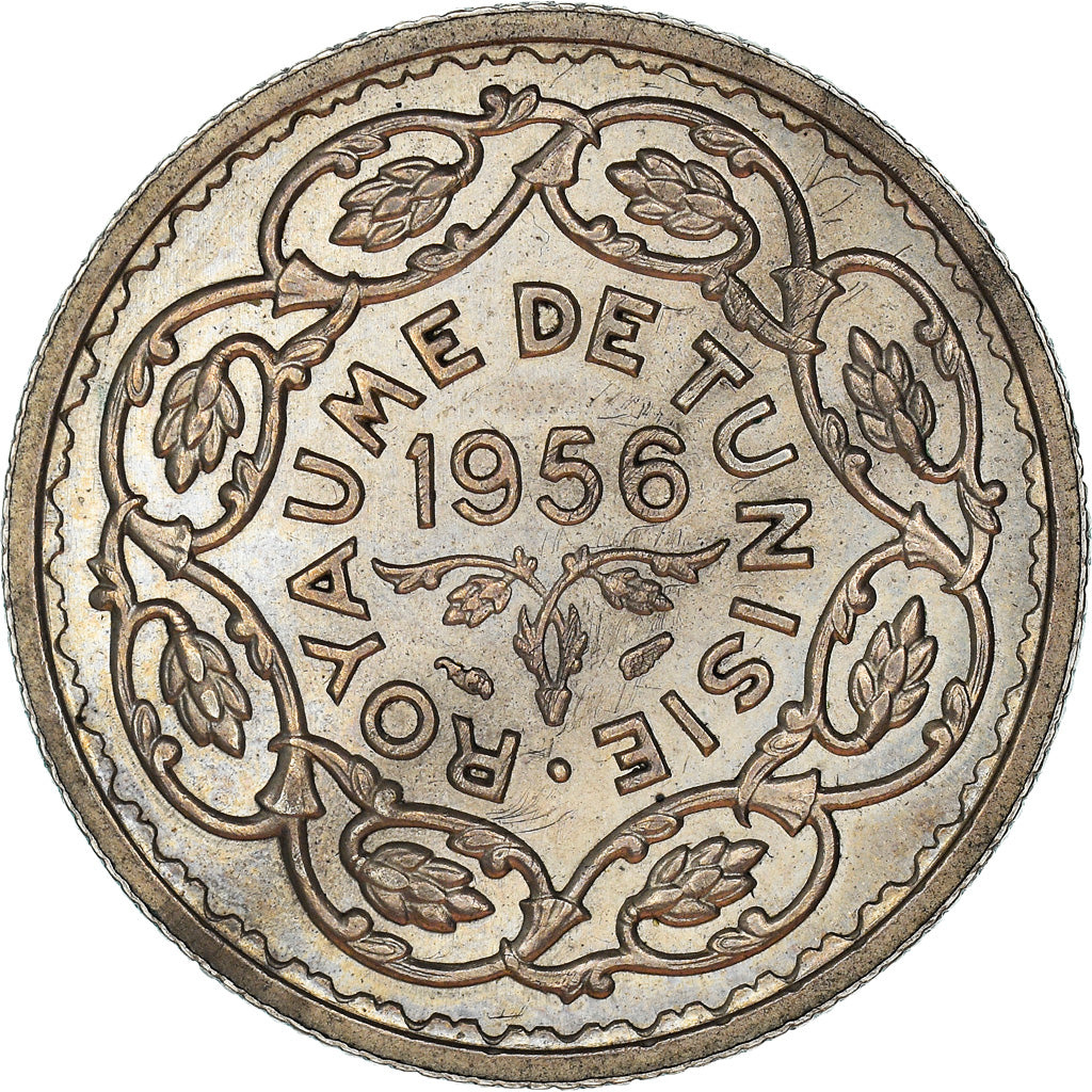 Coin, Tunisia, 10 Francs, 1956, Paris, Rare, MS(63), Silver, KM:7, Lecompte:354