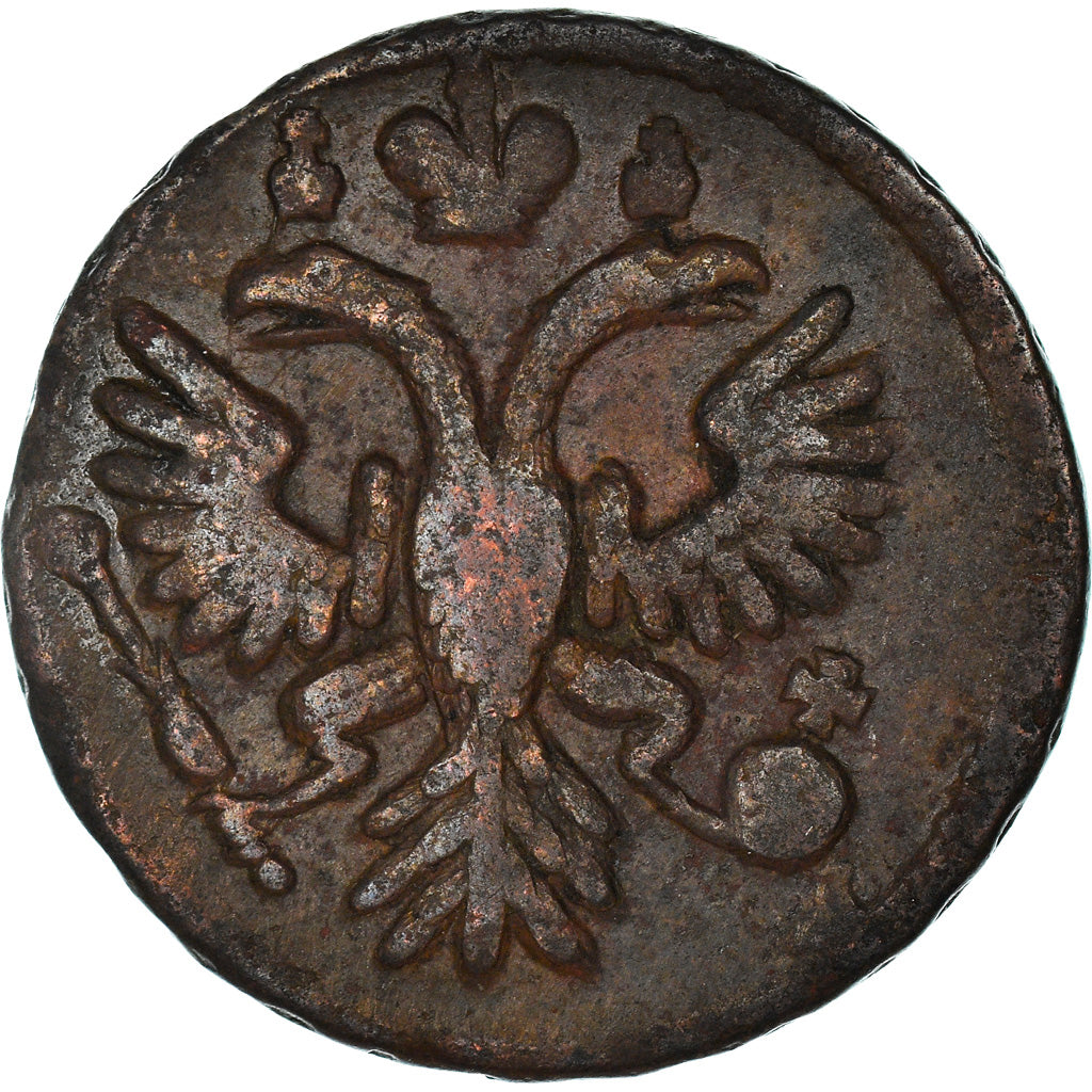 Moneda, Rusia, Denga, 1/2 Kopek, 1735, MBC, Cobre, KM:188